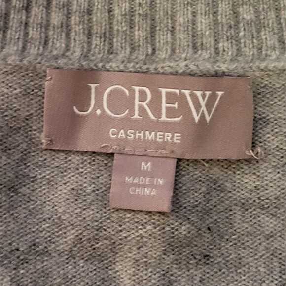 J.Crew 100% Cashmere Grey Cropped V-Neck Cardigan, Quiet Luxury, Old Money, Sz M - Picture 5 of 11